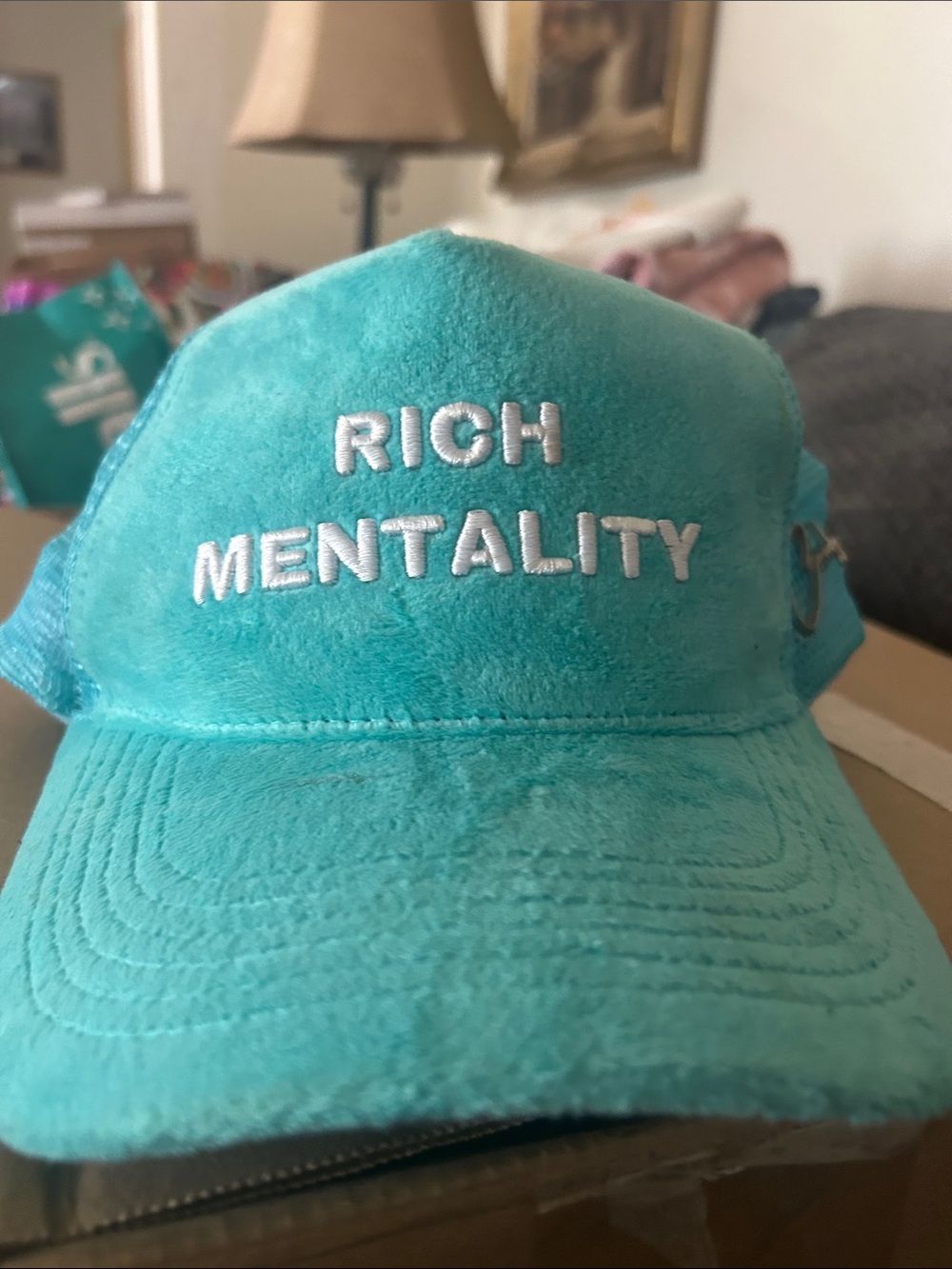 925Cowboy limited edition “Rich Mentality”Turquoise Ball Cap